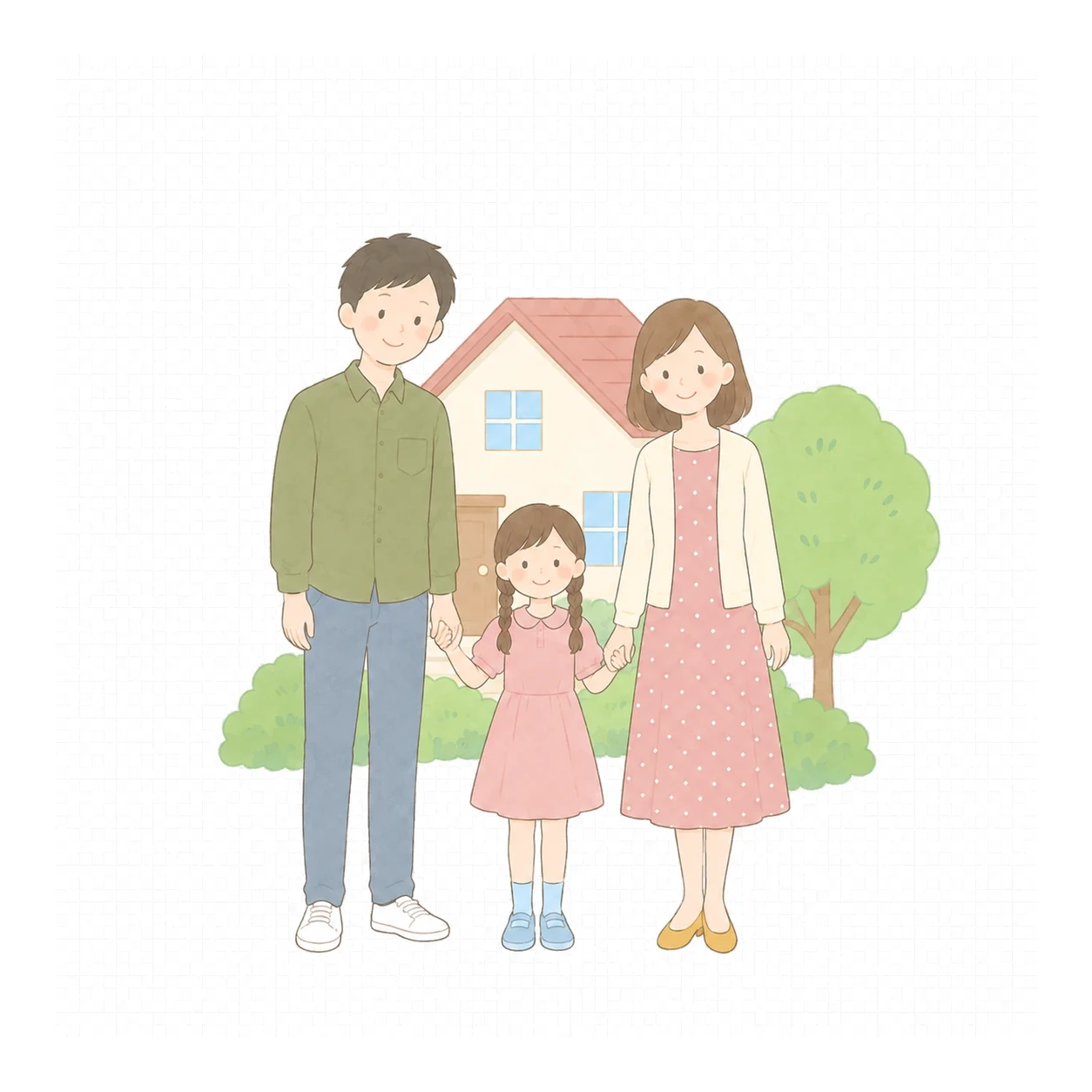 家族と家のイラスト